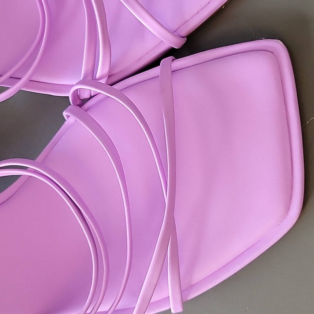 NEW Asos Design Hoola Strappy Lace Up Tie Leg Mid Heeled Sandals Lilac Dainty 8 - Picture 6 of 13